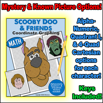 Preview of Scooby Doo & Friends Coordinate Graph Mystery Pictures! Ordered Pairs Graphing!