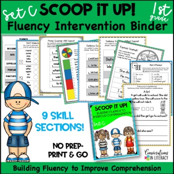 Preview of Reading Intervention Fluency Passages & Reading Comprehension Binder Set C