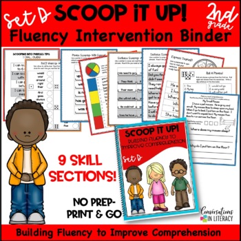 Preview of Reading Intervention Fluency Passages & Reading Comprehension Binder Set D