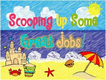 Preview of Scooping Up Some Great Jobs! Beach Themed Classroom Job Chart