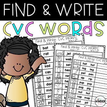 Preview of CVC Words Find and Write | Short Vowel Practice Kindergarten