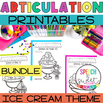 Preview of Ice Cream Articulation Activities | Summer Speech Therapy | End of Year