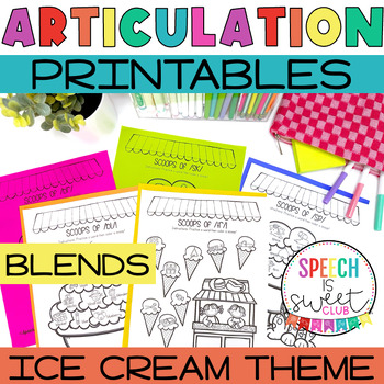 Preview of Ice Cream Articulation Activities for S, R, L Blends | Summer Speech Therapy