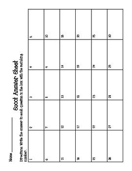 Scoot Answer Sheet by East Coast Elementary | TPT