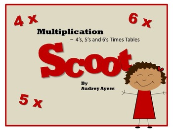 Preview of Scoot! Game with Multiplication Fact Families 4's, 5's, and 6's