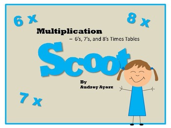 Preview of Scoot! Game with Multiplication Fact Families 6's, 7's, and 8's