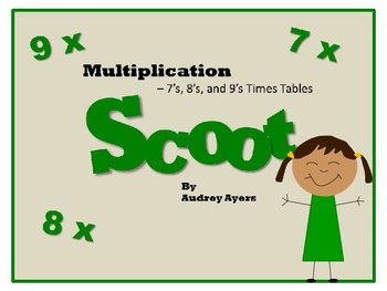 Preview of Scoot! Game with Multiplication Fact Families 7's, 8's, and 9's