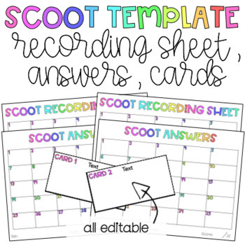 Preview of Scoot Template (Recording Sheets, Cards & Answers)