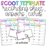 Scoot Template (Recording Sheets, Cards & Answers)