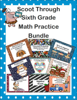 Preview of Sixth Grade Math Practice Bundle | CCSS Task Cards| Scoot Fun