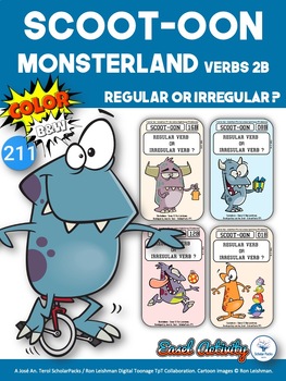 Preview of Scoot-on Monsterland Verbs. Set 2B Color/b&w ver