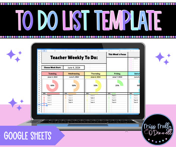 Preview of Teacher To Do List Template | Google Sheets Planner | Productivity Planner