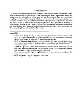Preview of Rhetorical Analysis (AP Lang.) Scoring Practice