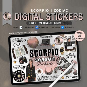 Preview of Scorpio Season Digital Stickers, 36 PNG Funny Zodiac Signs, Astrology Sticker