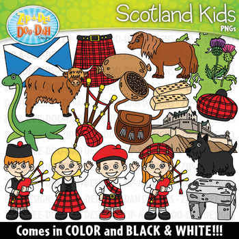 Scotland Kids Clipart Set {Zip-A-Dee-Doo-Dah Designs} | TpT