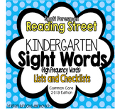 Reading Street Kindergarten Sight Word Lists and Checksheets