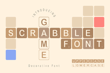 Preview of Scrabble Font OTF, TTF, Png, Svg, Game Font, Learning Alphabet, Scrabble Letters