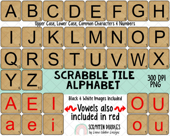 Preview of Scrabble Tile ClipArt - Wooden Tile Alphabet ClipArt - PNG Printable Alphabet