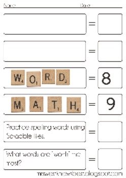 Scrabble Word Math by Mrs. West Knows Best | Teachers Pay Teachers