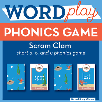 Scram Clam Short Vowel a, o, u Phonics Game - Words Their Way Game