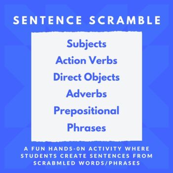 Preview of Scramble Activity: Subject, Verb, Direct Object, Adverb, Prepositional Phrase