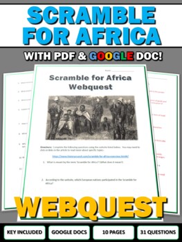 Preview of Scramble for Africa (Imperialism in Africa) - Webquest with Teacher Key (Google)