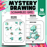 Scrambled Grid Mystery Drawing Worksheets - Art - 10 desig