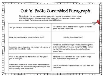 Scrambled Paragraph + Plus: How Snowflakes Form by Lessons4Now | TpT