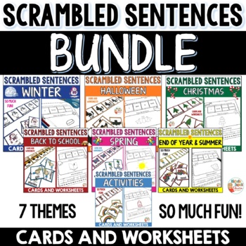 Preview of Sentence Scramble Cut and Paste Worksheets (End of Year, Back to School & MORE)