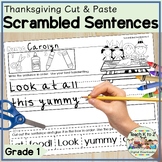 Scrambled Sentences Cut and Paste Thanksgiving Writing Act