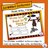 Scrambled Sentences - Read, Write, and Draw Bats Theme