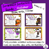 Scrambled Sentences - Read, Write, and Draw October Bundle
