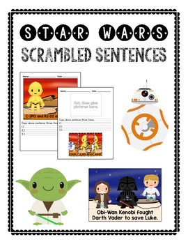 Preview of Scrambled Sentences: STAR WARS themed