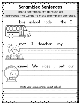 Scrambled Sentences: K-2 Writing Activities by Kindergarten Mom | TpT