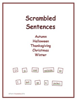 Preview of Scrambled Sentences - Fall, Halloween, Thanksgiving, Christmas, and Winter