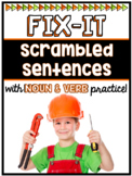 Scrambled Sentences w/ Noun and Verb Practice (Digital & P