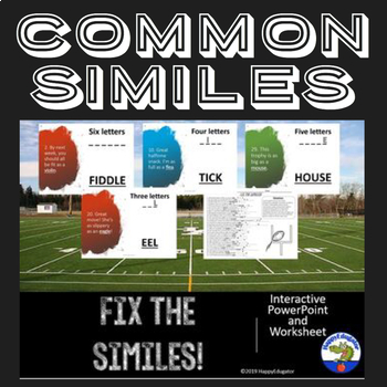 Preview of Scrambled Similes Interactive PowerPoint and Worksheet Football Theme