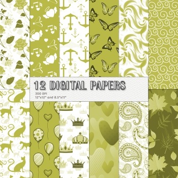 Scrapbook Paper 12x12 + 8.5x11 Inch Lovely Premade Butterflies Sheet Feline  Bird