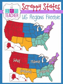 Preview of Scrappy States: US Regions Freebie