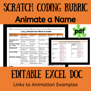 Scratch Animate a Name Rubric by The Electric Teacher | TPT