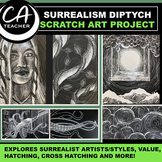 Scratch Art Diptych Surrealism Art Project for High School