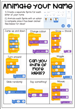 Scratch Challenge- Animate Your Name by Teaching in QLD | TPT