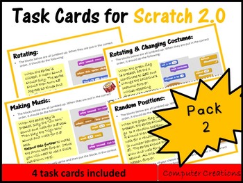 Preview of Scratch Coding Jumbled Blocks Task Cards - Coding Unplugged Activity - Beginner