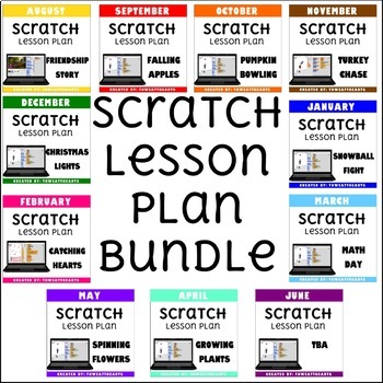 Preview of Scratch Coding Lesson Plan Monthly Bundle