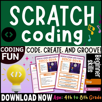 Preview of Scratch Coding Music Activity - Coding Unplugged & Computer Coding Worksheets