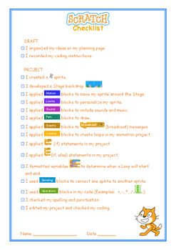 Preview of Scratch Coding Project Checklist