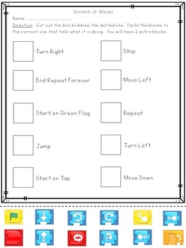 Preview of Scratch Jr. Blocks Cut and Paste Digital Version Google Classroom