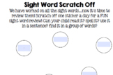 Scratch Off Sight Words - 11 word template