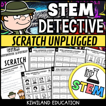 Preview of Scratch Unplugged Coding a Stem Detective Mystery with Back To School Activities