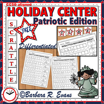 Preview of SCRATTLE MATH and LITERACY CENTER Patriotic Days Differentiated Vocabulary